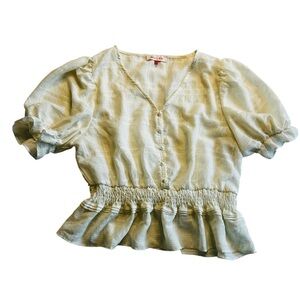 Mele E Pete Cream Ruffled Top